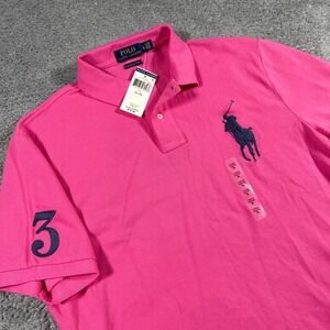 NWT Polo Ralph Lauren Big Pony Custom Slim Fit Polo Shirt Pink Mens XL #3 Rugby